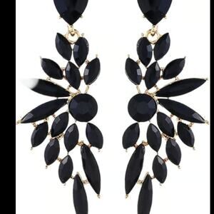 Black Rhinestone Drop Earrings